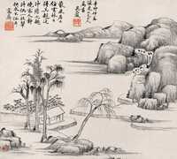 吴大澂 1891年作 山林平远 立轴